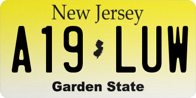 NJ license plate A19LUW