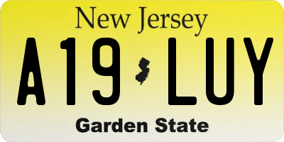 NJ license plate A19LUY