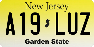 NJ license plate A19LUZ