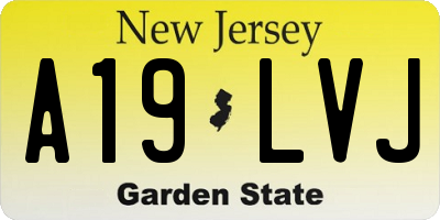 NJ license plate A19LVJ