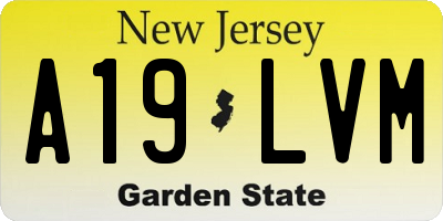 NJ license plate A19LVM