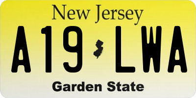 NJ license plate A19LWA