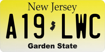 NJ license plate A19LWC