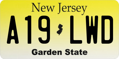 NJ license plate A19LWD