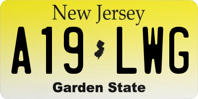 NJ license plate A19LWG