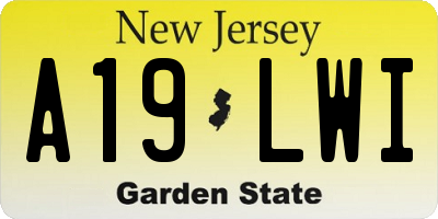 NJ license plate A19LWI