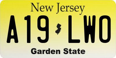 NJ license plate A19LWO