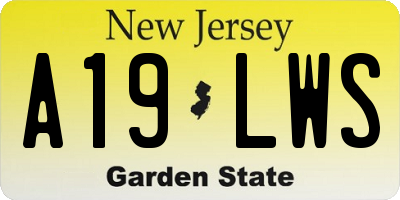 NJ license plate A19LWS