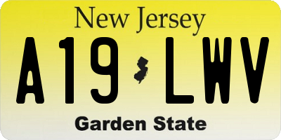 NJ license plate A19LWV