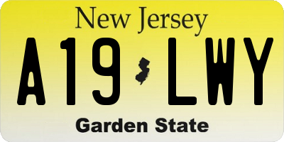 NJ license plate A19LWY