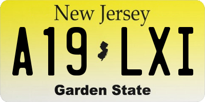 NJ license plate A19LXI