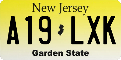 NJ license plate A19LXK