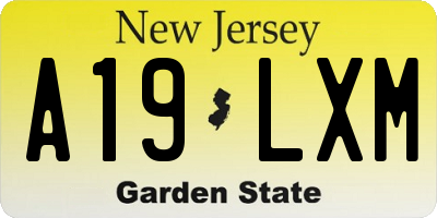 NJ license plate A19LXM