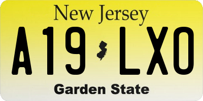 NJ license plate A19LXO