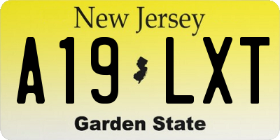 NJ license plate A19LXT