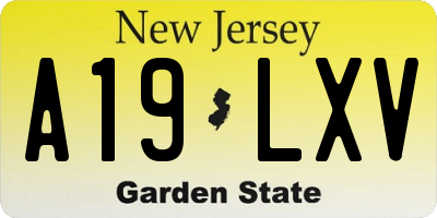 NJ license plate A19LXV