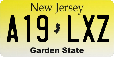 NJ license plate A19LXZ