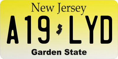 NJ license plate A19LYD