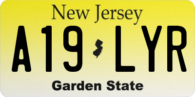 NJ license plate A19LYR