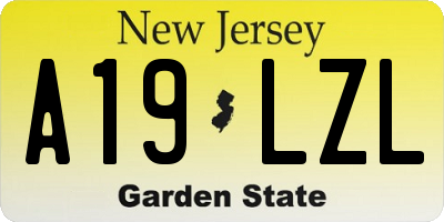 NJ license plate A19LZL