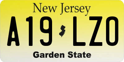 NJ license plate A19LZO