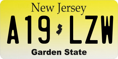 NJ license plate A19LZW