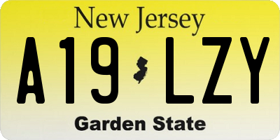 NJ license plate A19LZY