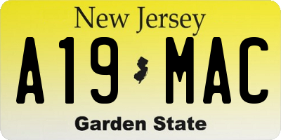 NJ license plate A19MAC