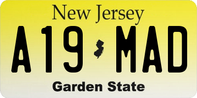 NJ license plate A19MAD