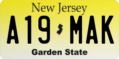 NJ license plate A19MAK