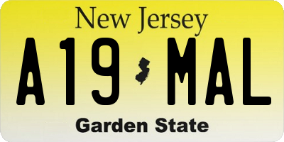 NJ license plate A19MAL
