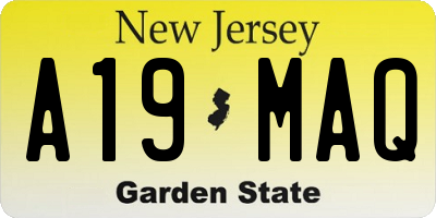 NJ license plate A19MAQ
