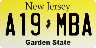 NJ license plate A19MBA