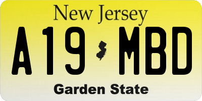NJ license plate A19MBD