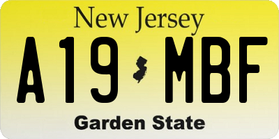NJ license plate A19MBF