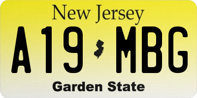 NJ license plate A19MBG