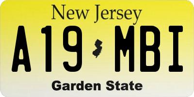 NJ license plate A19MBI