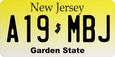 NJ license plate A19MBJ