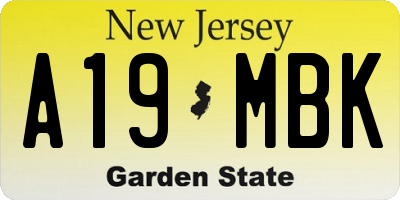 NJ license plate A19MBK