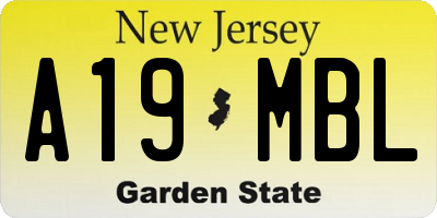 NJ license plate A19MBL