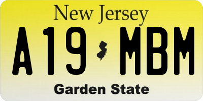 NJ license plate A19MBM