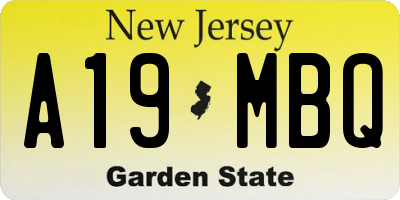 NJ license plate A19MBQ