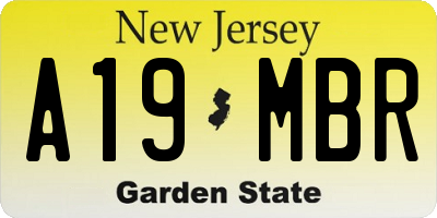 NJ license plate A19MBR