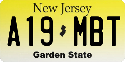 NJ license plate A19MBT