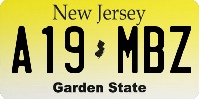 NJ license plate A19MBZ