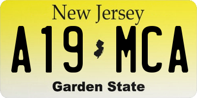 NJ license plate A19MCA