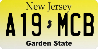 NJ license plate A19MCB