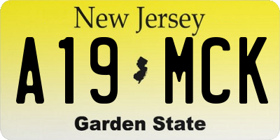 NJ license plate A19MCK