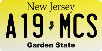 NJ license plate A19MCS