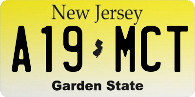 NJ license plate A19MCT